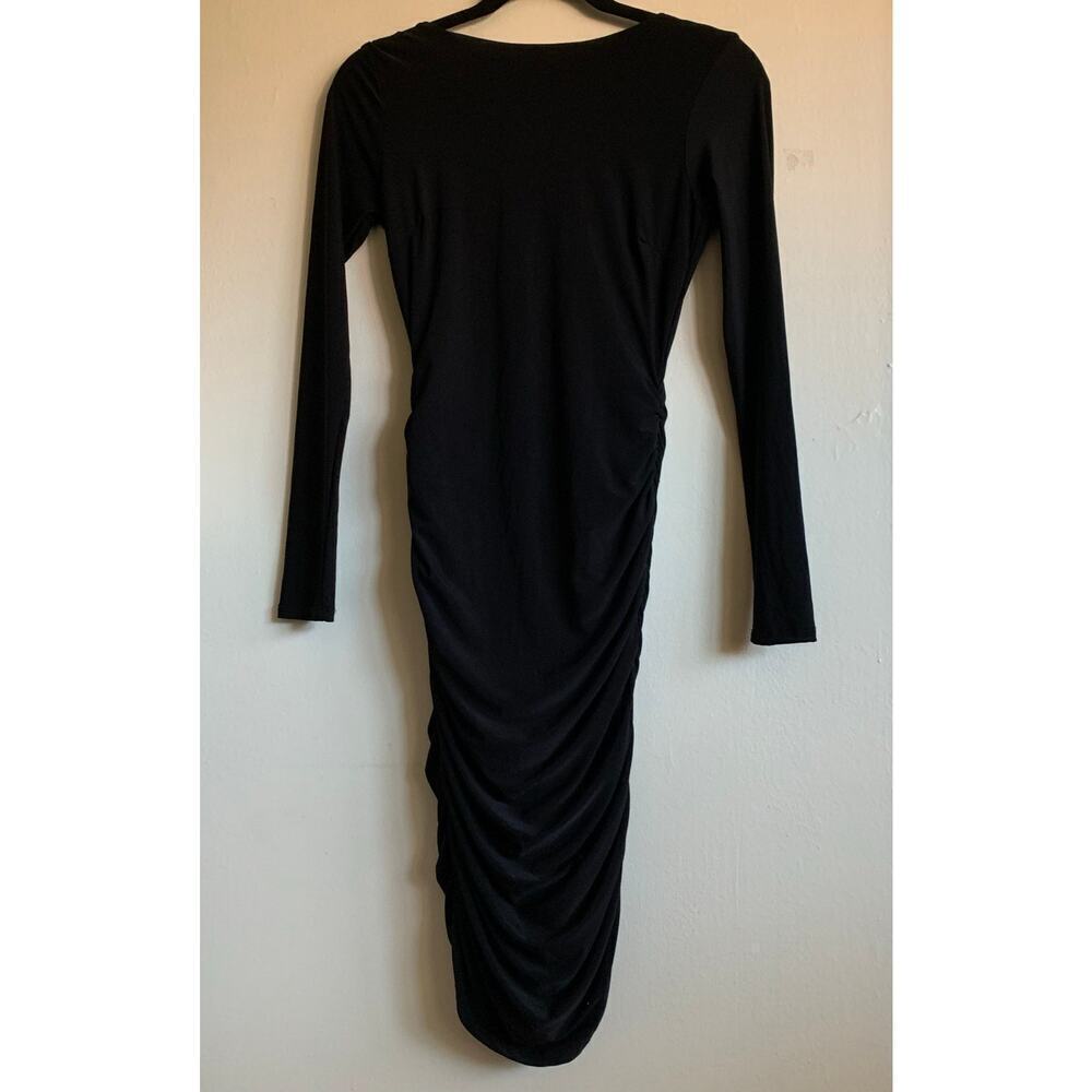 Lulus Black Ruched Open Back Long Sleeve Mini Dress Size XS NWT